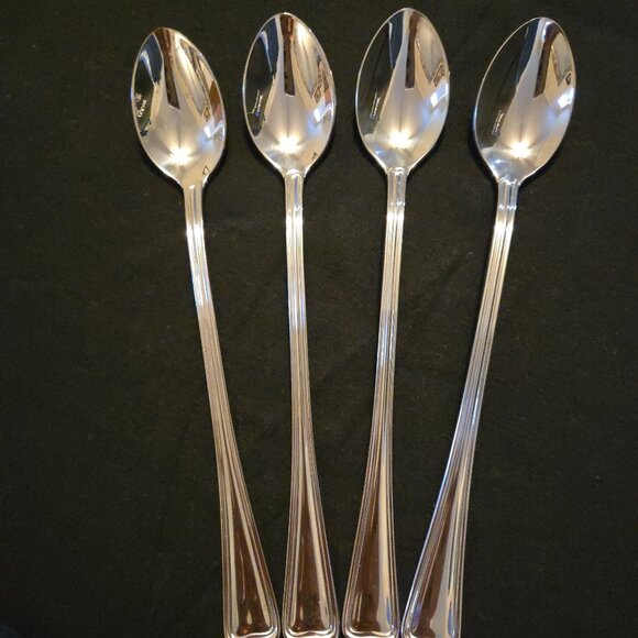 Gorham Monet 18/8 Stainless Steel 7.5" Ice Tea Spoons Set Of 4 - Picture 1 of 4